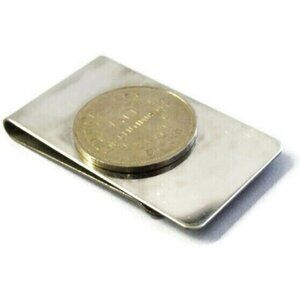 50 Centimos B.C.C.R. Coin Money Clip Stainless Steel Wallet Cash Holder Silver